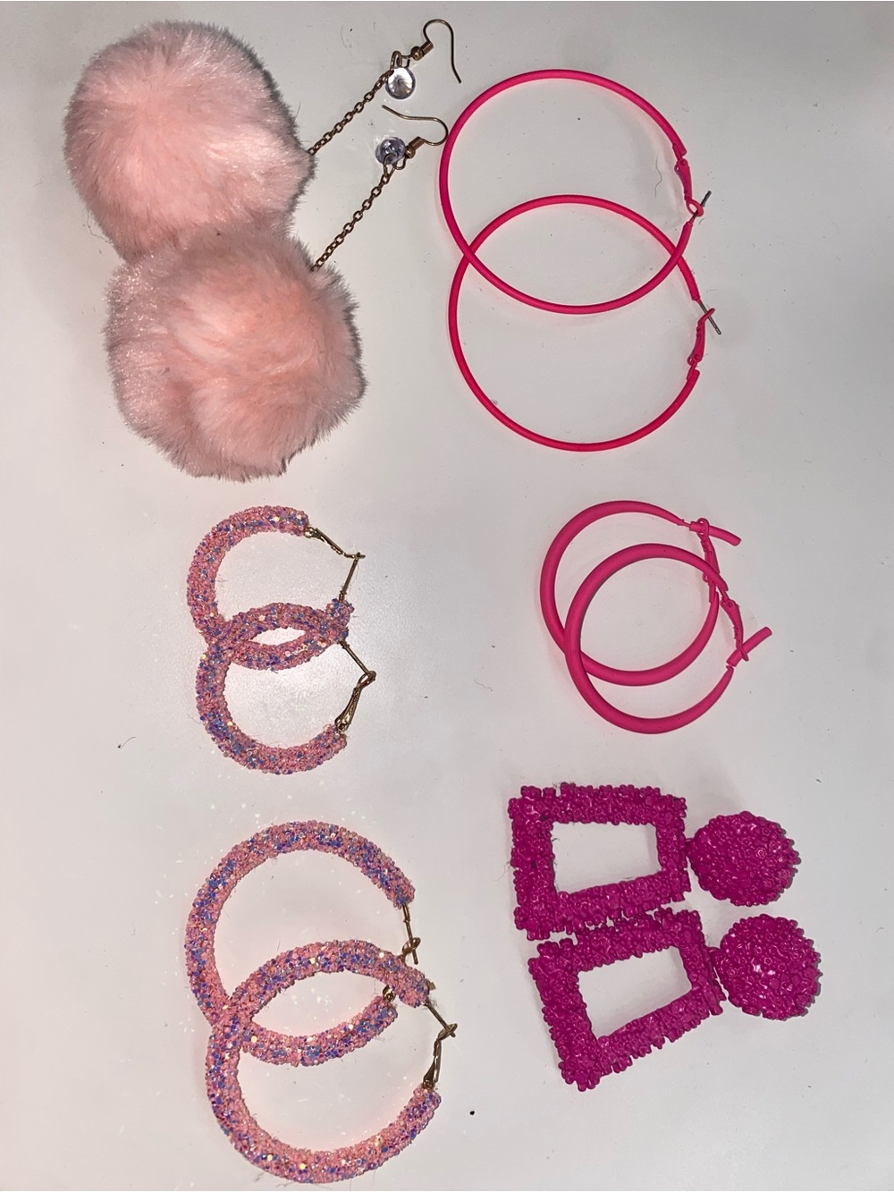 Pink Mixed Hoop & Statement Earrings Set - Women Jewelry Earrings